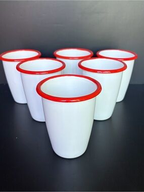 Hearth & Hand Magnolia Porcelain Enamelware  Tumblers 6 Cups Camping Glamping